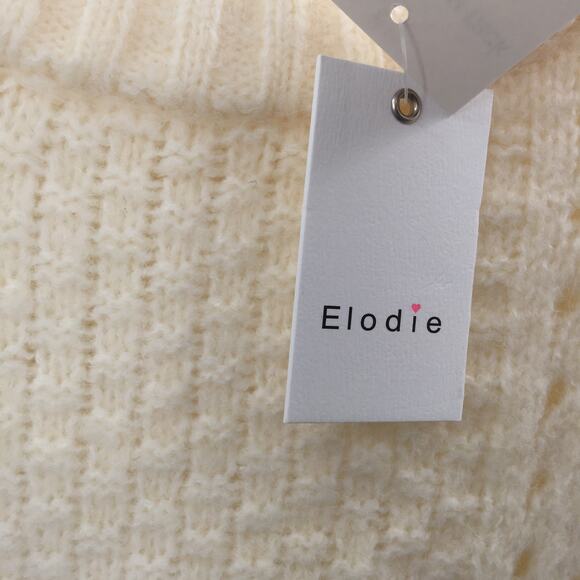 Elodie Long Sleeve Pullover Crewneck Sweater Open Knit Ivory Size large NWT - Picture 4 of 4
